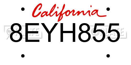 8EYH855 California License Plate