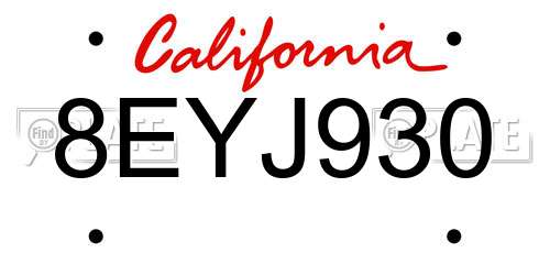 8EYJ930 California License Plate