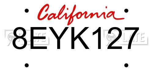 8EYK127 California License Plate