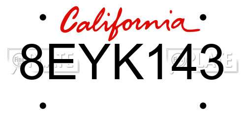 8EYK143 California License Plate