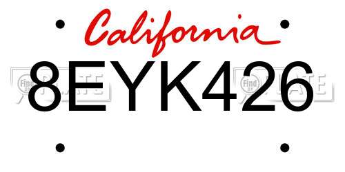 8EYK426 California License Plate