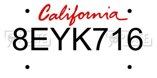 8EYK716 California License Plate