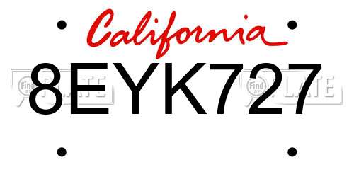 8EYK727 California License Plate