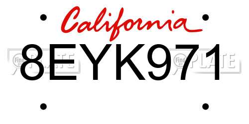 8EYK971 California License Plate