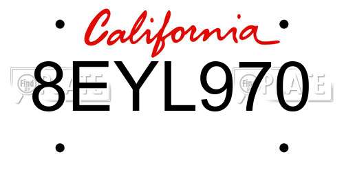 8EYL970 California License Plate