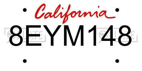 8EYM148 California License Plate