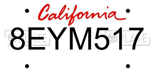 8EYM517 California License Plate