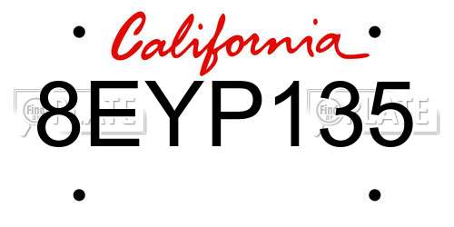 8EYP135 California License Plate