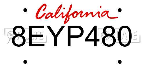8EYP480 California License Plate