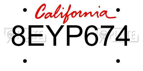 8EYP674 California License Plate