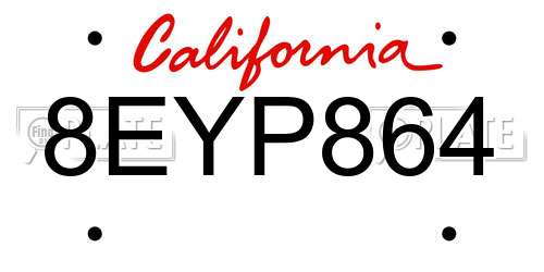 8EYP864 California License Plate