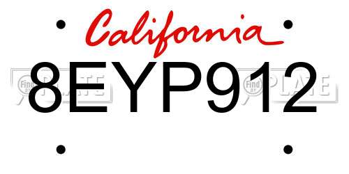 8EYP912 California License Plate