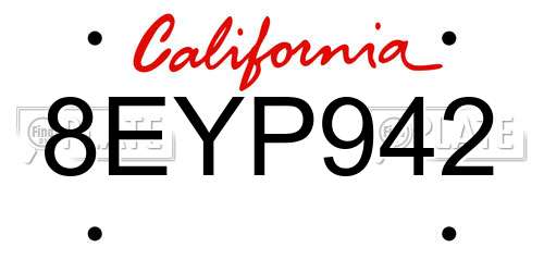8EYP942 California License Plate