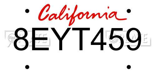 8EYT459 California License Plate
