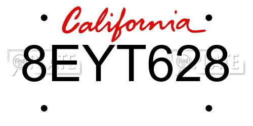 8EYT628 California License Plate