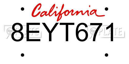 8EYT671 California License Plate