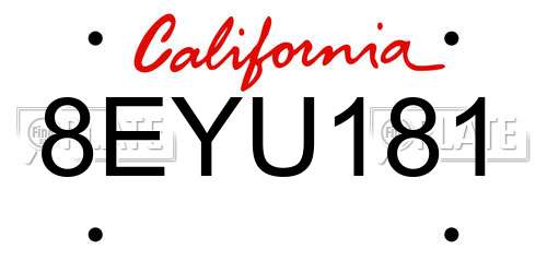 8EYU181 California License Plate