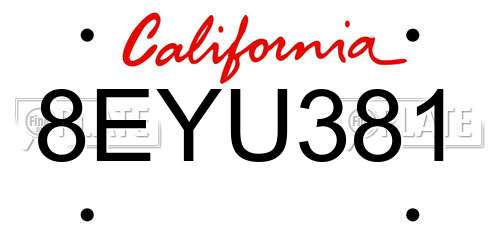 8EYU381 California License Plate