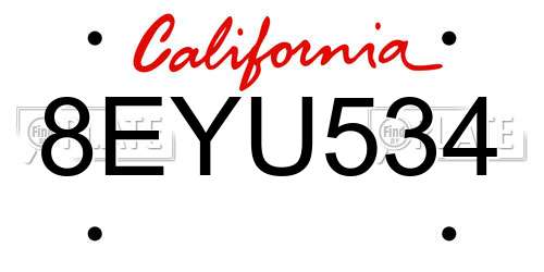 8EYU534 California License Plate