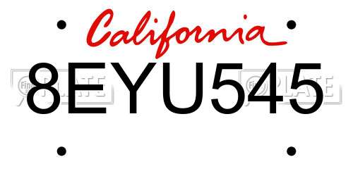 8EYU545 California License Plate