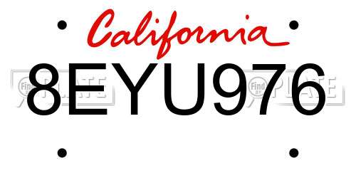 8EYU976 California License Plate