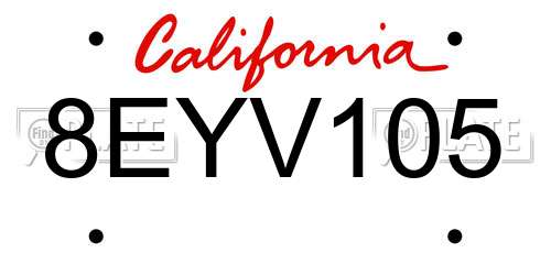 8EYV105 California License Plate