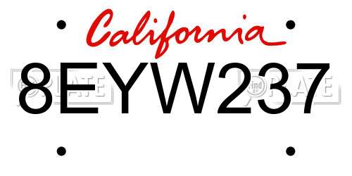 8EYW237 California License Plate