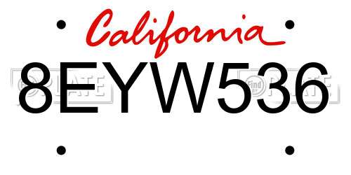 8EYW536 California License Plate