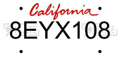 8EYX108 California License Plate