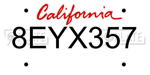 8EYX357 California License Plate