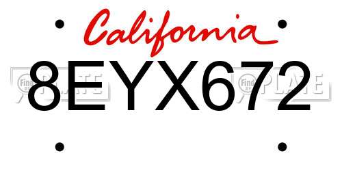 8EYX672 California License Plate