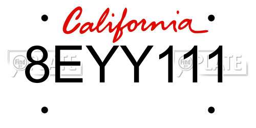 8EYY111 California License Plate