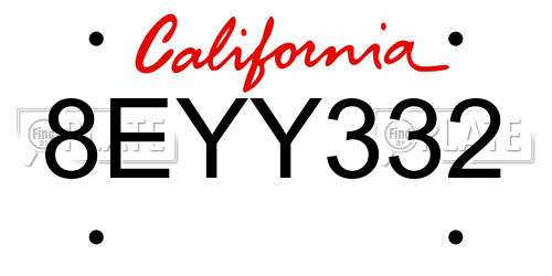 8EYY332 California License Plate