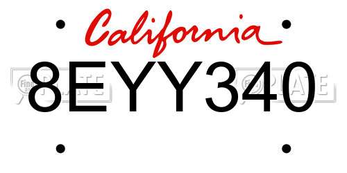 8EYY340 California License Plate