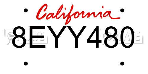 8EYY480 California License Plate
