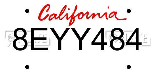 8EYY484 California License Plate