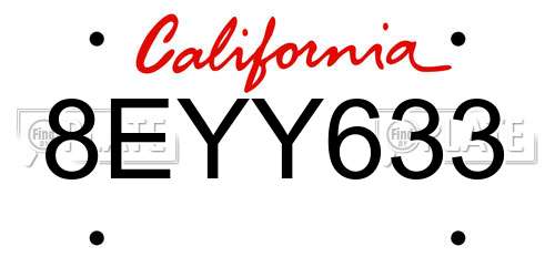 8EYY633 California License Plate