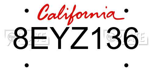 8EYZ136 California License Plate