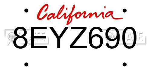8EYZ690 California License Plate