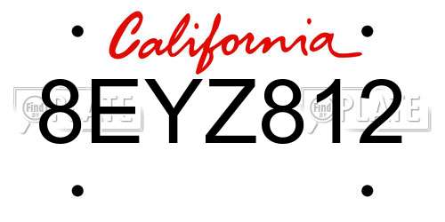 8EYZ812 California License Plate