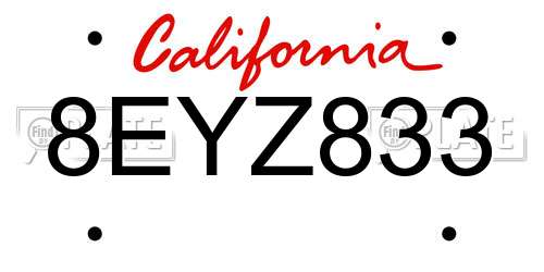 8EYZ833 California License Plate