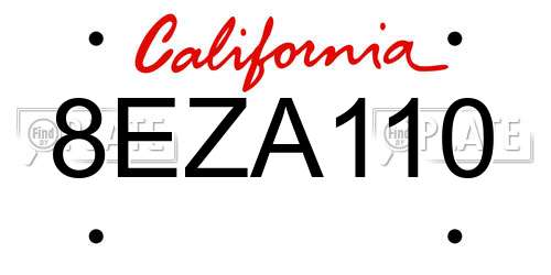 8EZA110 California License Plate