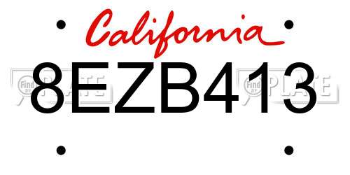 8EZB413 California License Plate