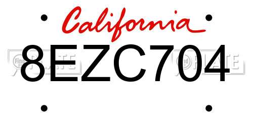 8EZC704 California License Plate