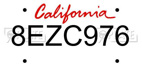 8EZC976 California License Plate
