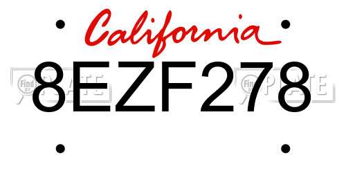 8EZF278 California License Plate