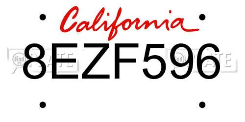 8EZF596 California License Plate