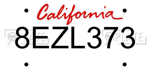 8EZL373 California License Plate