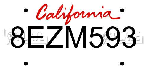 8EZM593 California License Plate