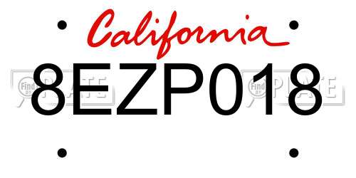 8EZP018 California License Plate